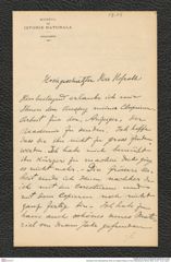 Nachlass Franz Steindachner, Brief von Grigore Antipa an Franz Steindachner (26.09.1904), Inv.Nr. 13.03, Seite 1